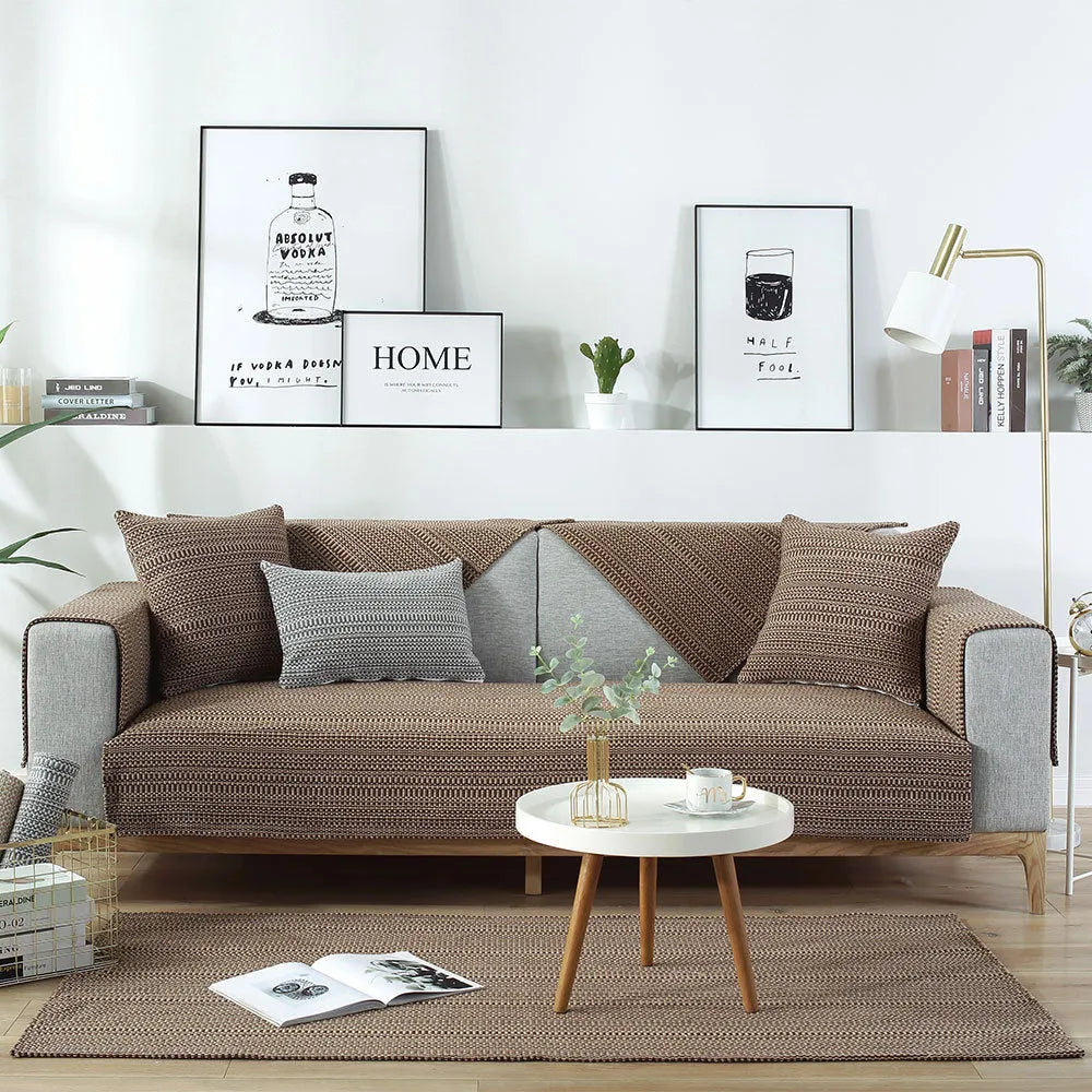 Cotton Blend Woven Sofa Cover Set