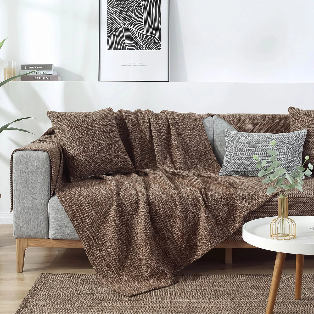 Cotton Blend Woven Sofa Cover Set