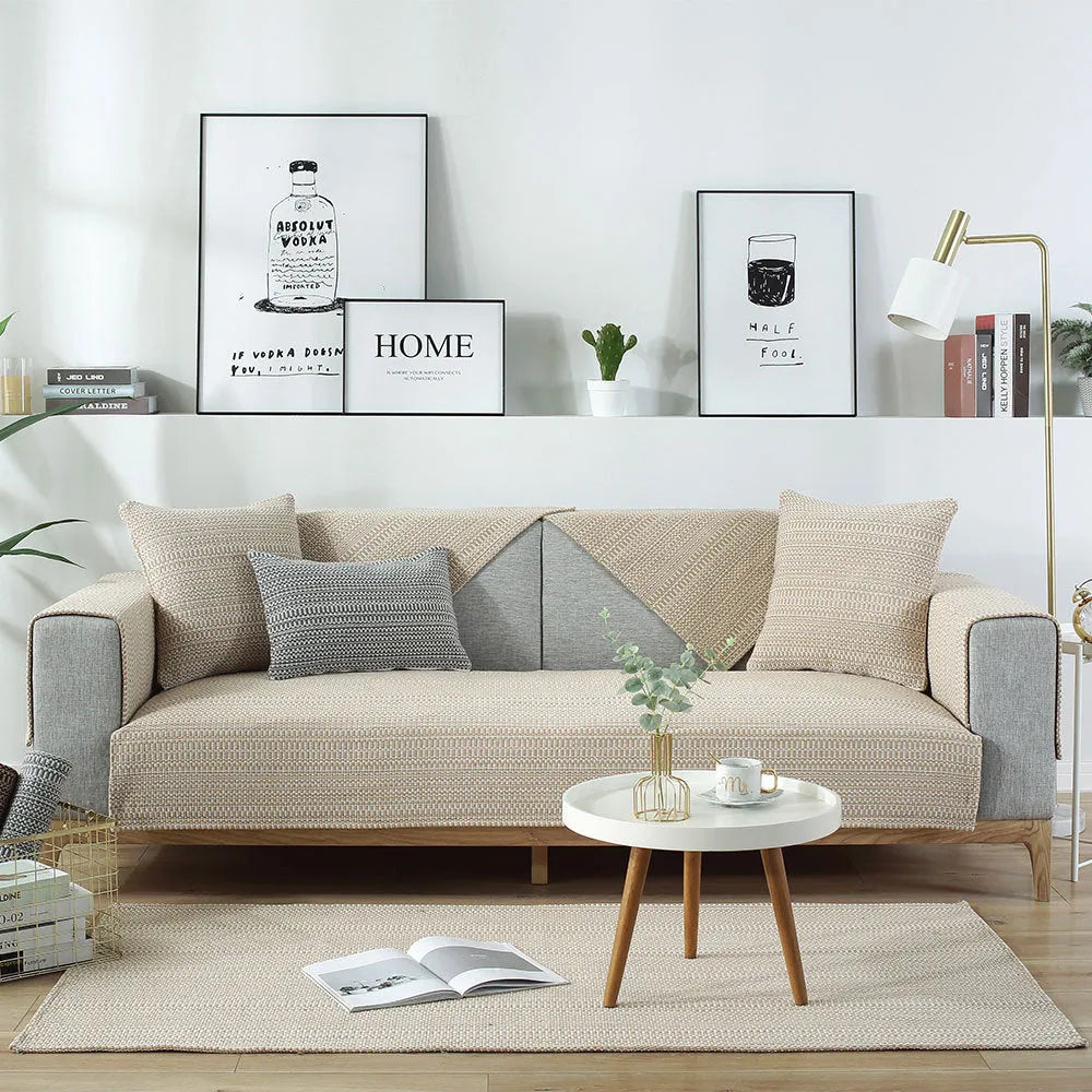 Cotton Blend Woven Sofa Cover Set