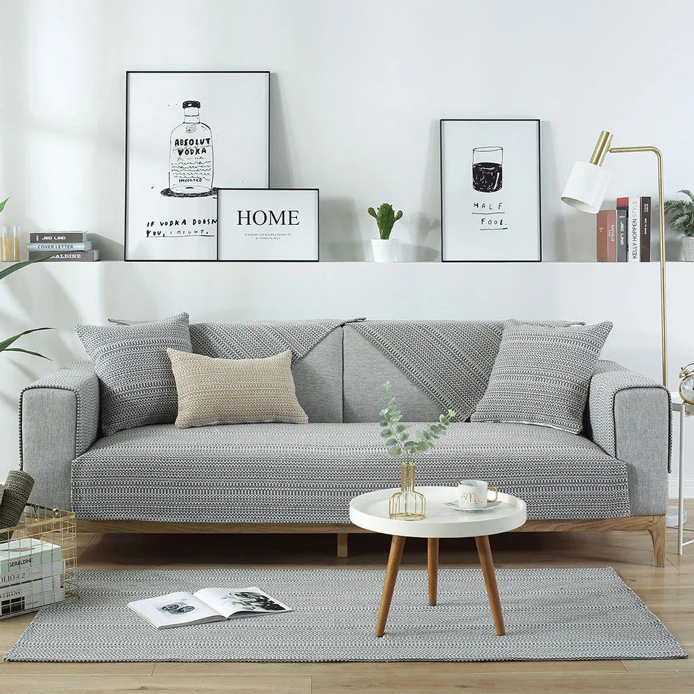 Cotton Blend Woven Sofa Cover Set