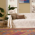 Cream Dashed Line Jacquard Sofa Cover