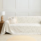 Cream Dashed Line Jacquard Sofa Cover