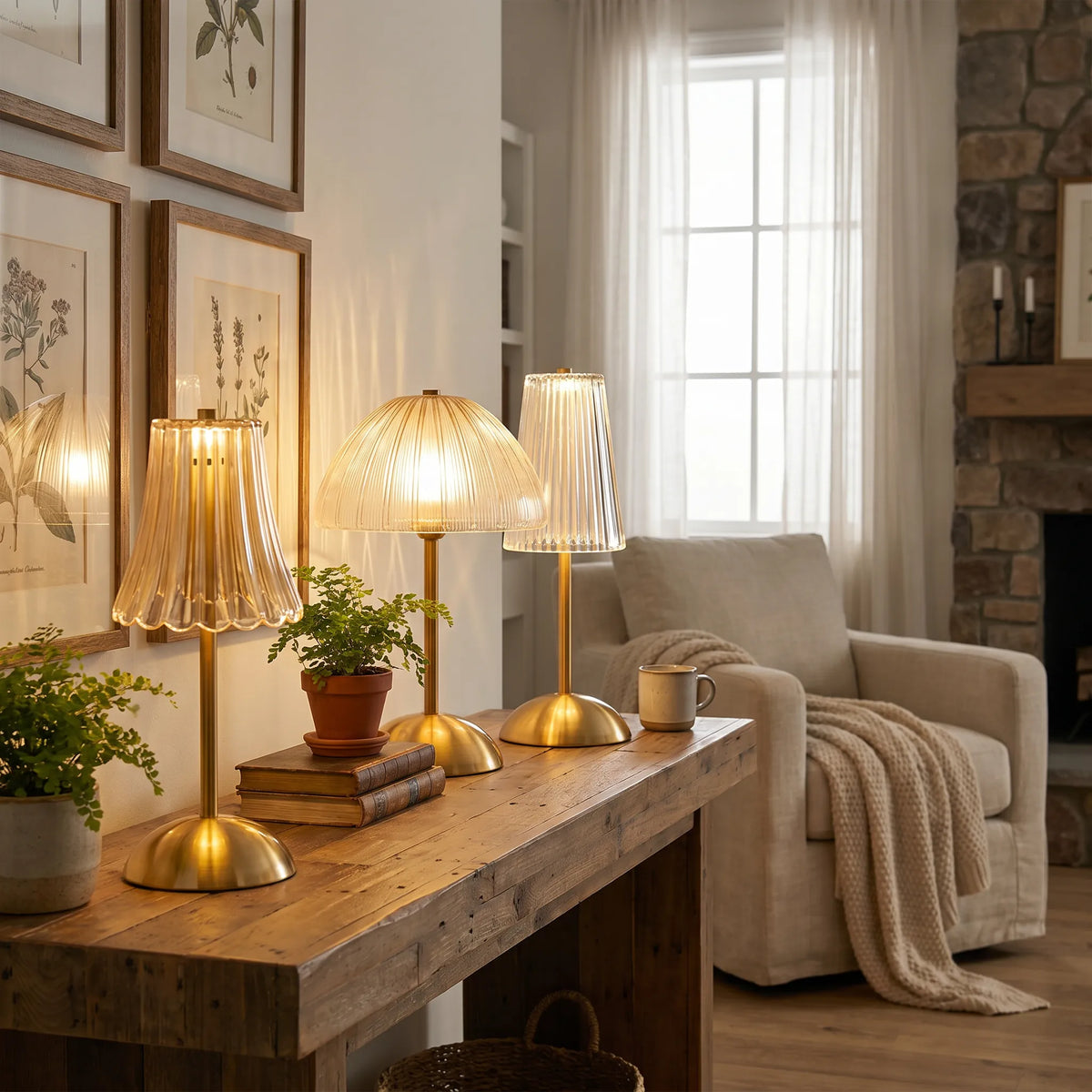 Crystal Gold Rechargeable Table Lamp
