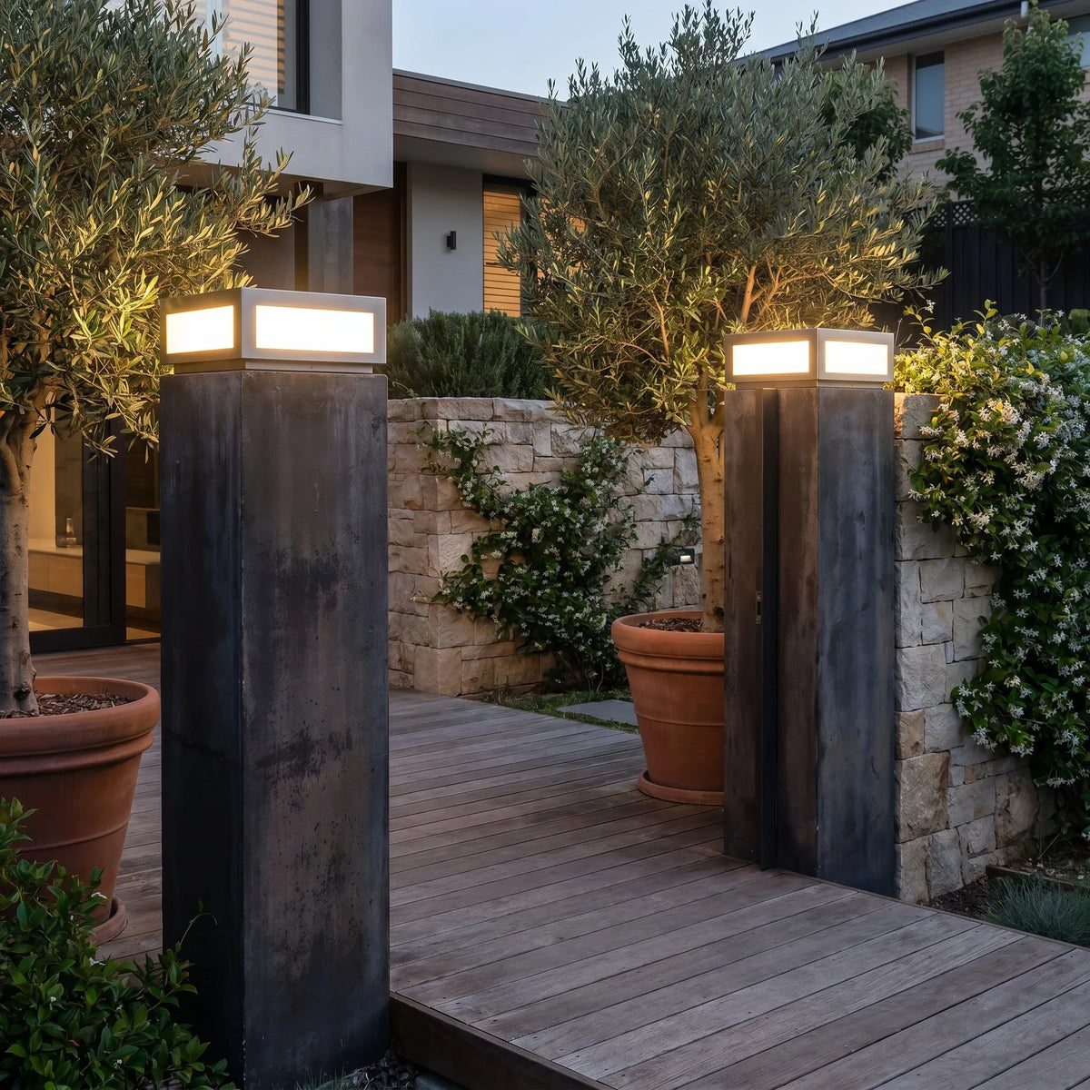 Cube Stainless Steel Pillar Light