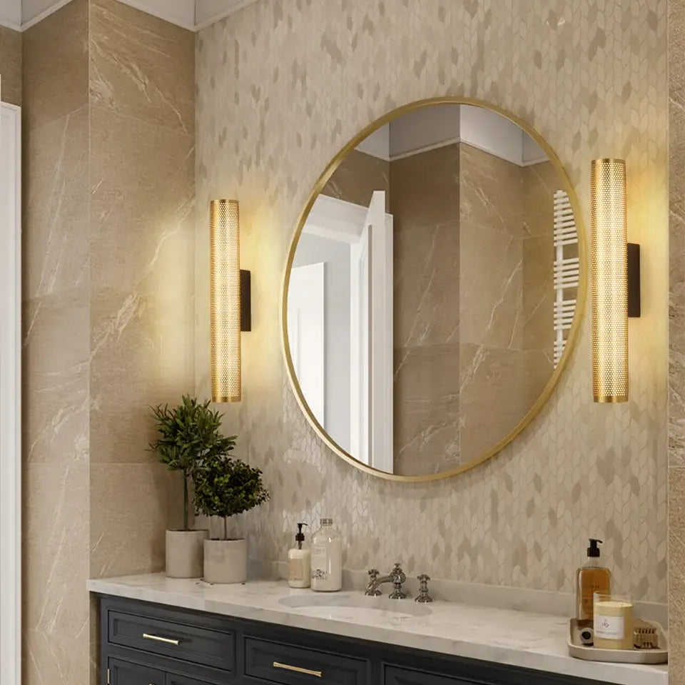 Curved Gold Mirror Wall Light