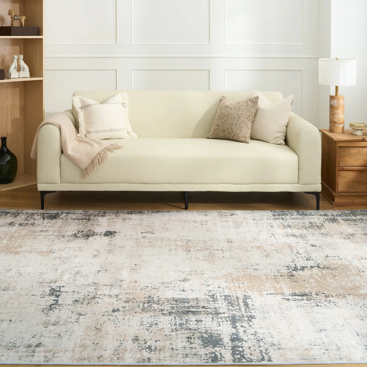 Desert Ash Abstract Washable Rug