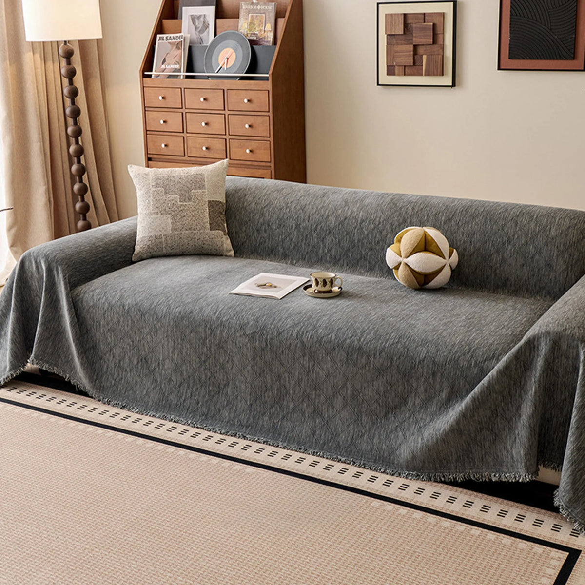 Diamond Jacquard Thick Chenille Sofa Cover