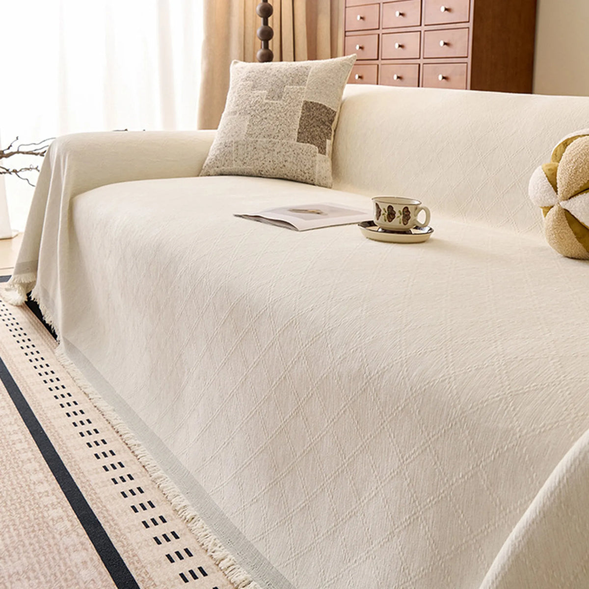 Diamond Jacquard Thick Chenille Sofa Cover