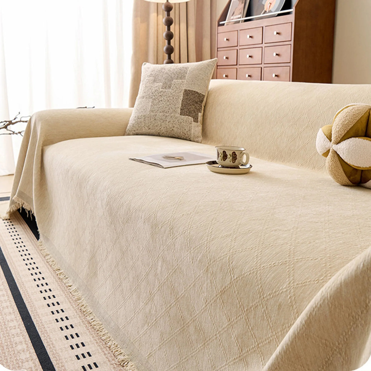 Diamond Jacquard Thick Chenille Sofa Cover