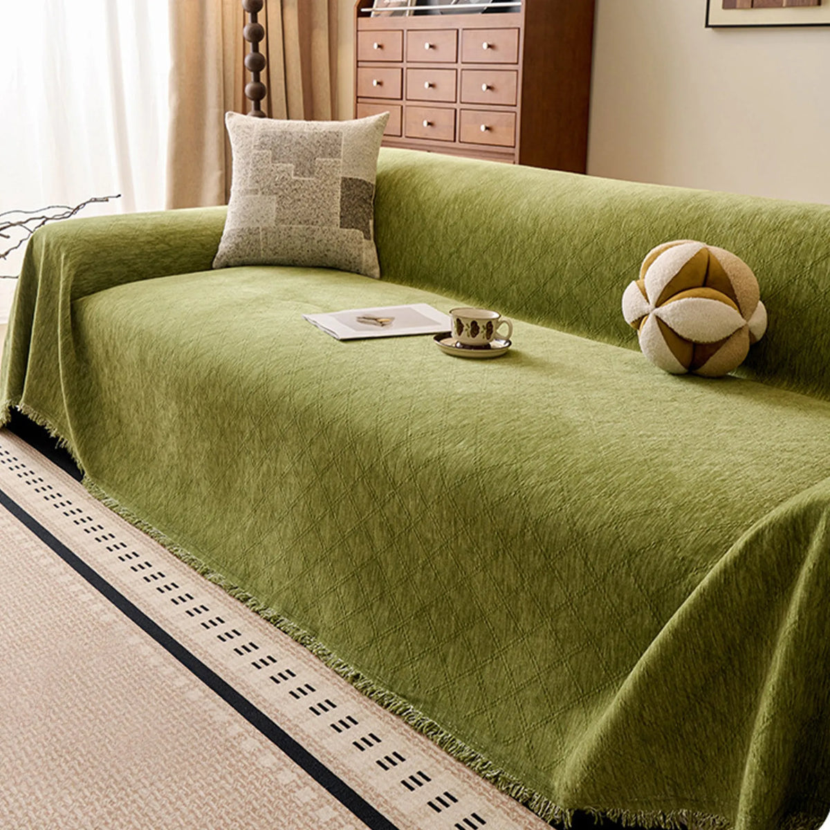 Diamond Jacquard Thick Chenille Sofa Cover