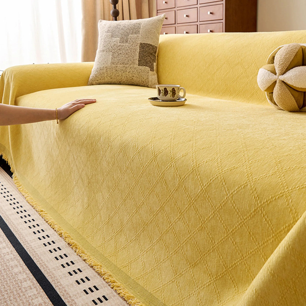 Diamond Jacquard Thick Chenille Sofa Cover