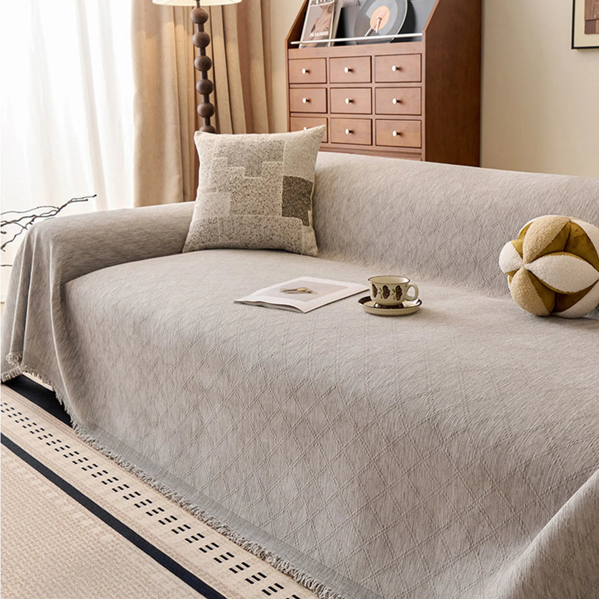 Diamond Jacquard Thick Chenille Sofa Cover