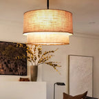 Double Fabric Drum Pendant Light