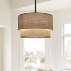 Double Fabric Drum Pendant Light
