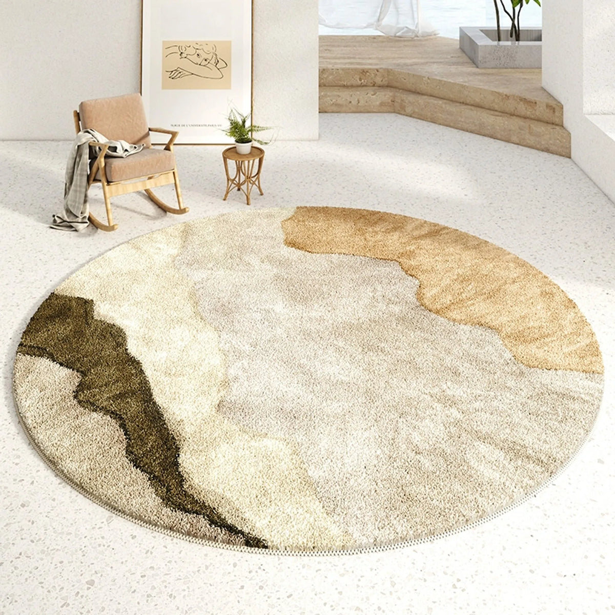 Earthy Abstract Round Rug