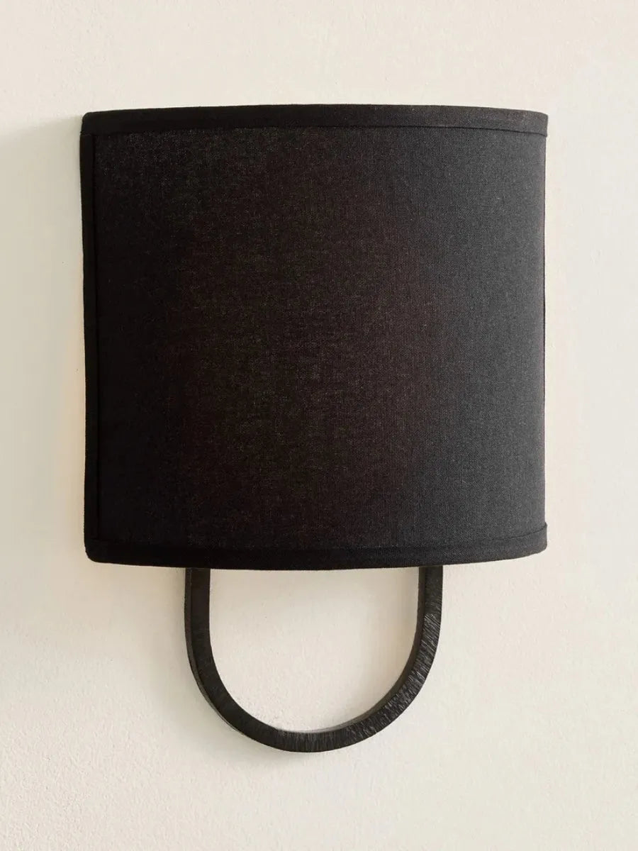 Fabric Drum Brass Frame Wall Light