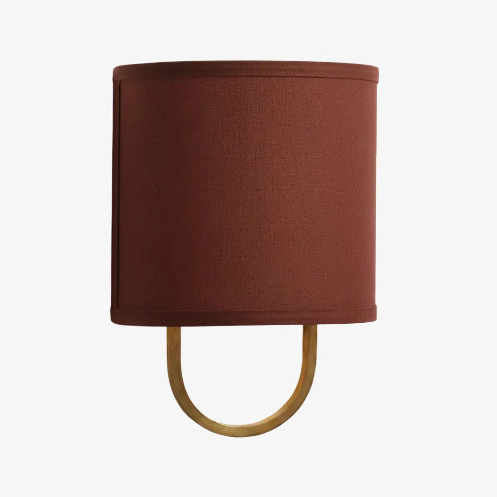 Fabric Drum Brass Frame Wall Light