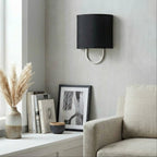 Fabric Drum Brass Frame Wall Light