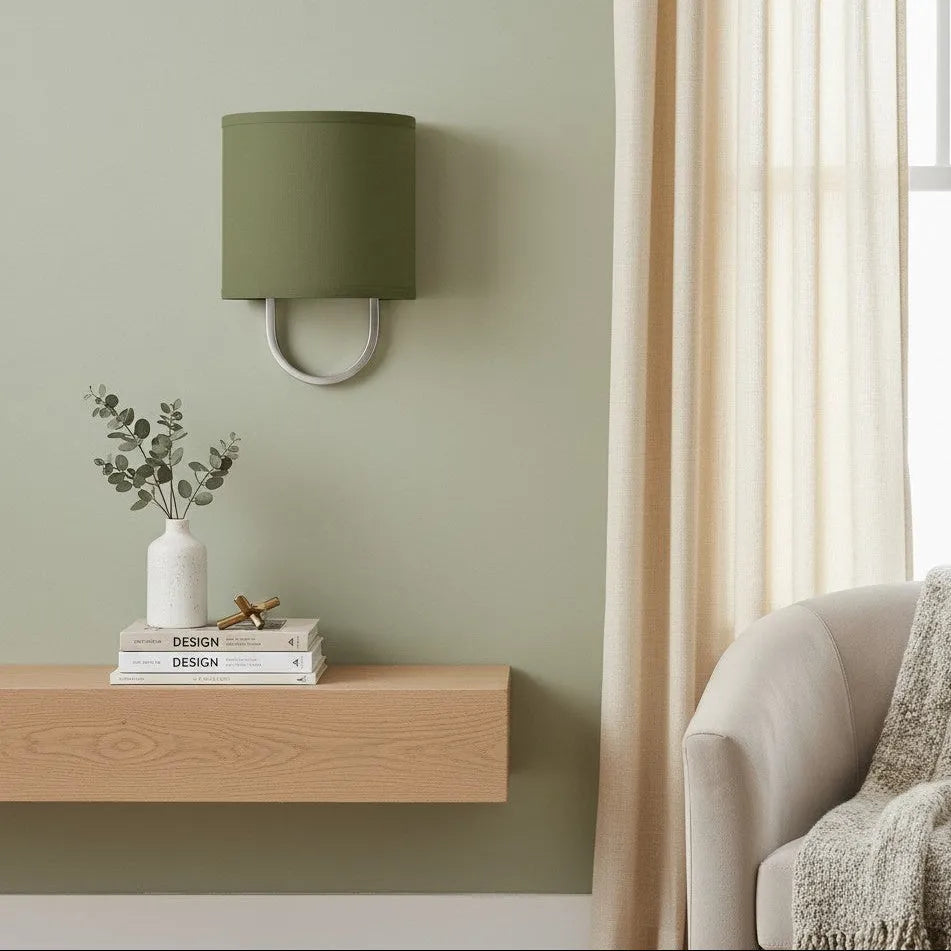 Fabric Drum Brass Frame Wall Light