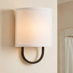 Fabric Drum Brass Frame Wall Light