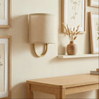 Fabric Drum Brass Frame Wall Light