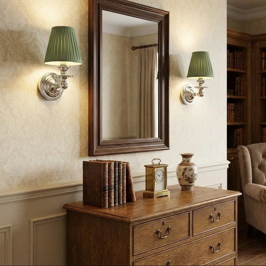 Farmhouse Fabric Drum Wall Light