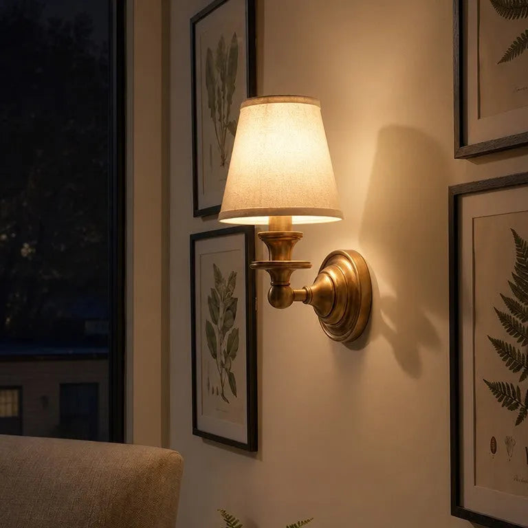 Farmhouse Fabric Drum Wall Light