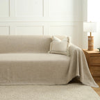 Faux Linen Latte Sofa Cover