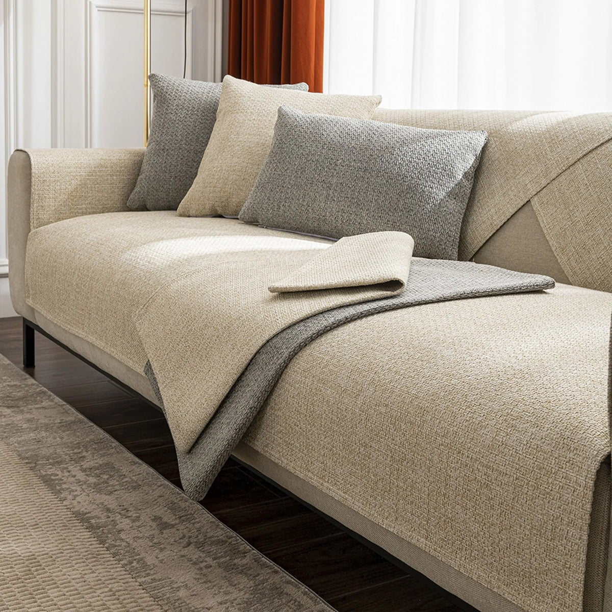 Faux Linen Non-Slip Seat Cover