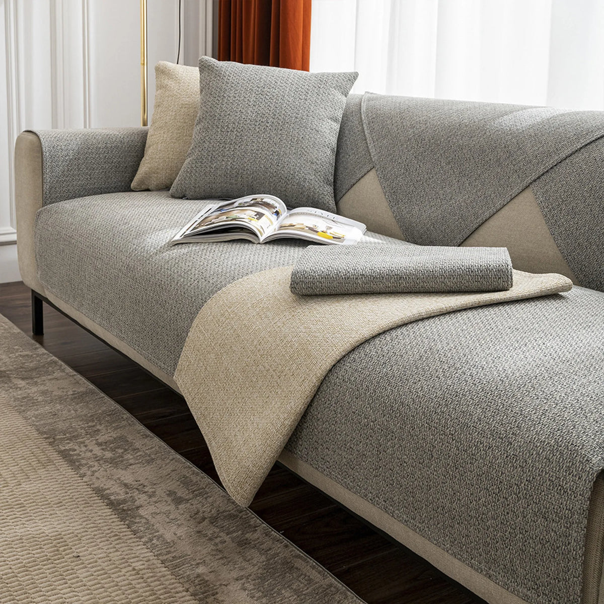 Faux Linen Non-Slip Seat Cover