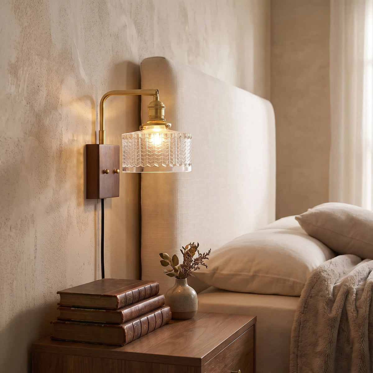 Fish Scale Glass Plug-In Wall Light