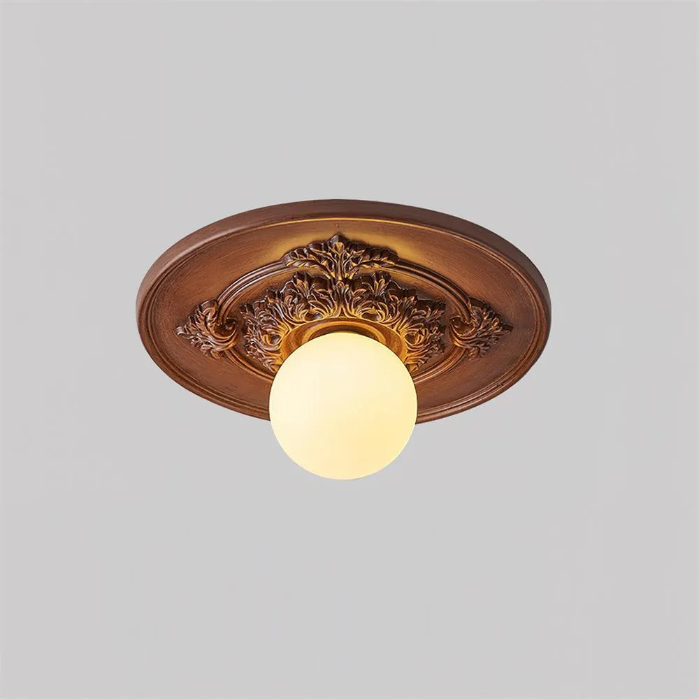 Floral Relief Globe Ceiling Light