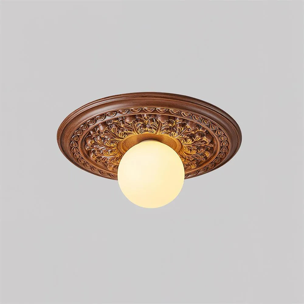 Floral Relief Globe Ceiling Light