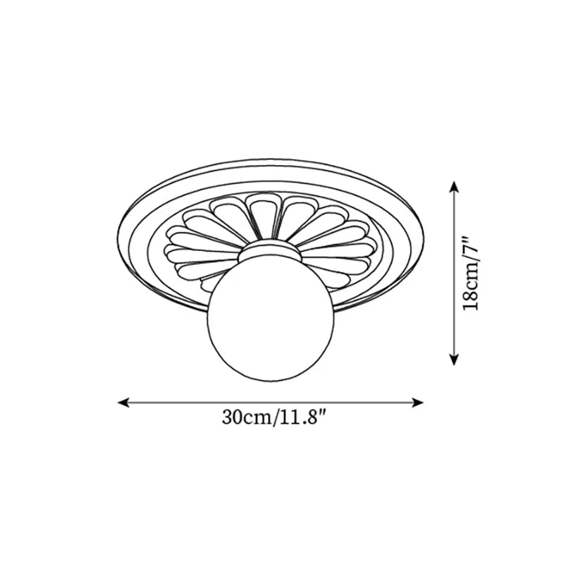 Floral Relief Globe Ceiling Light