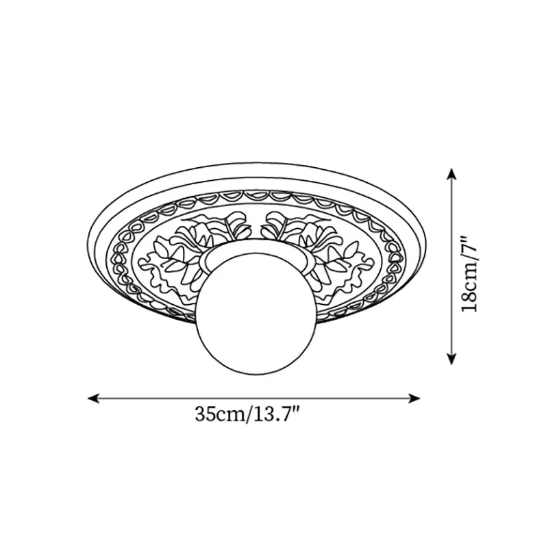 Floral Relief Globe Ceiling Light