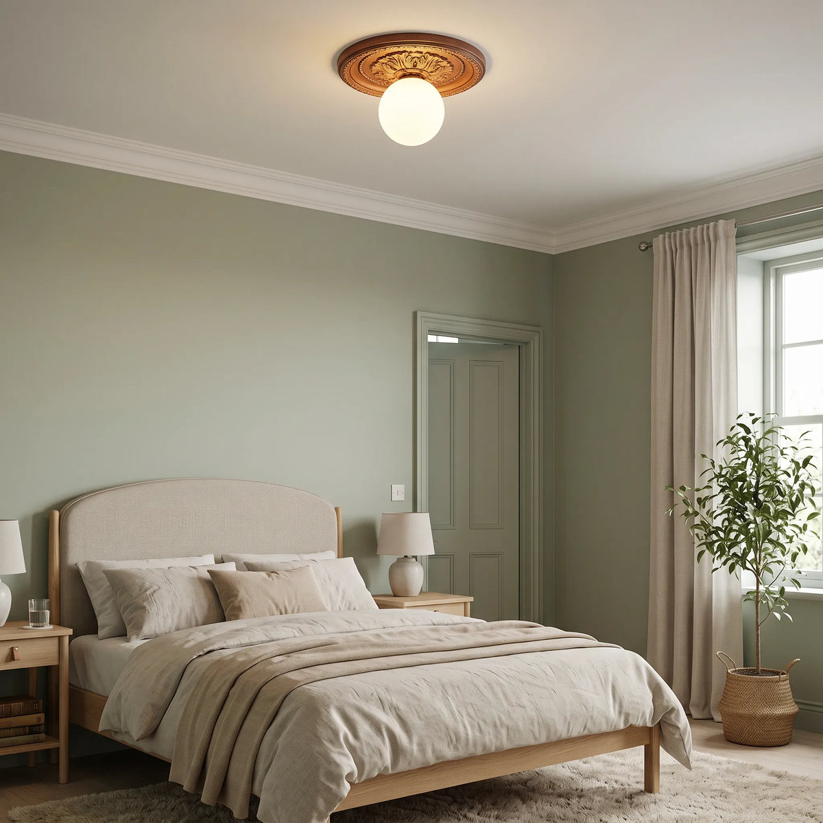 Floral Relief Globe Ceiling Light