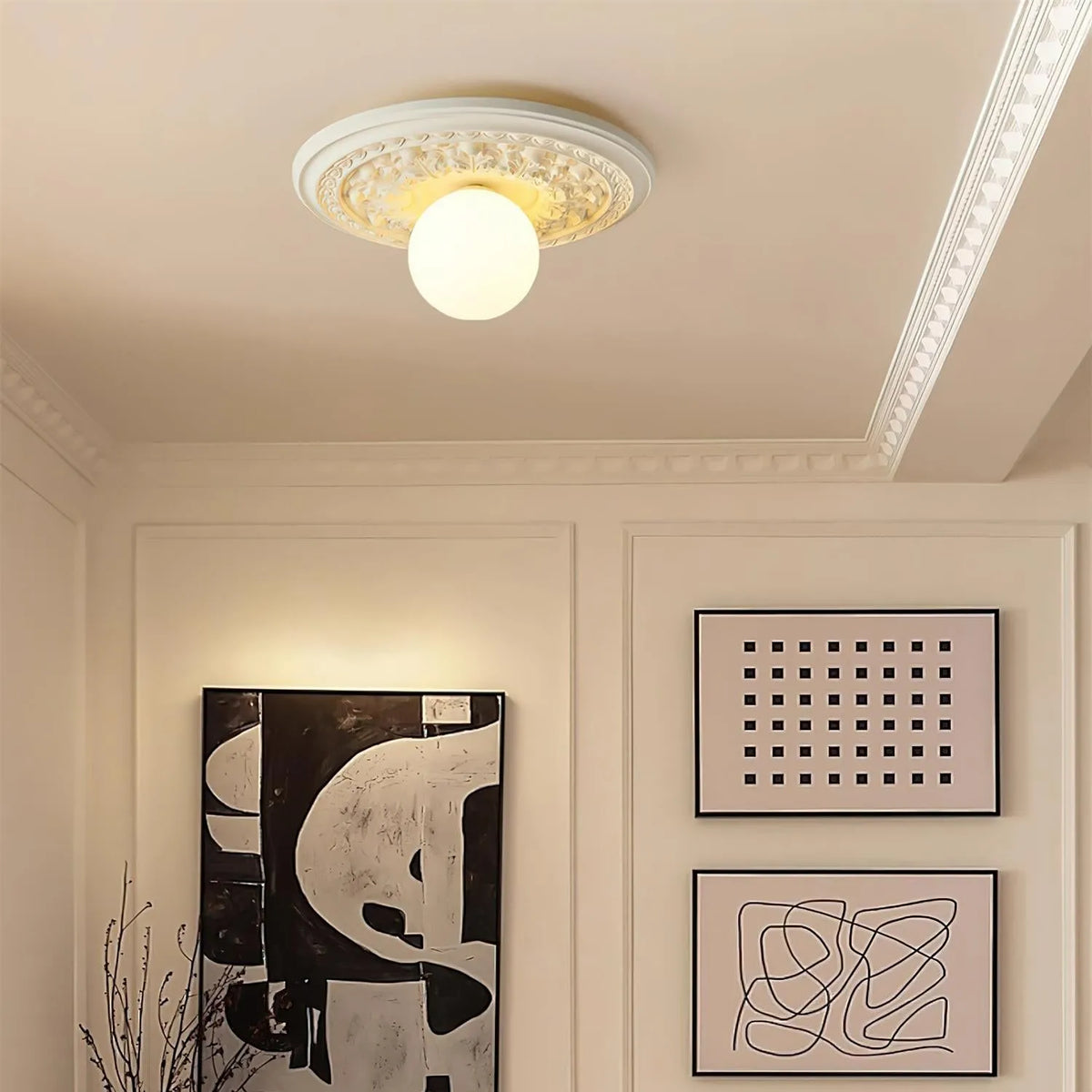 Floral Relief Globe Ceiling Light