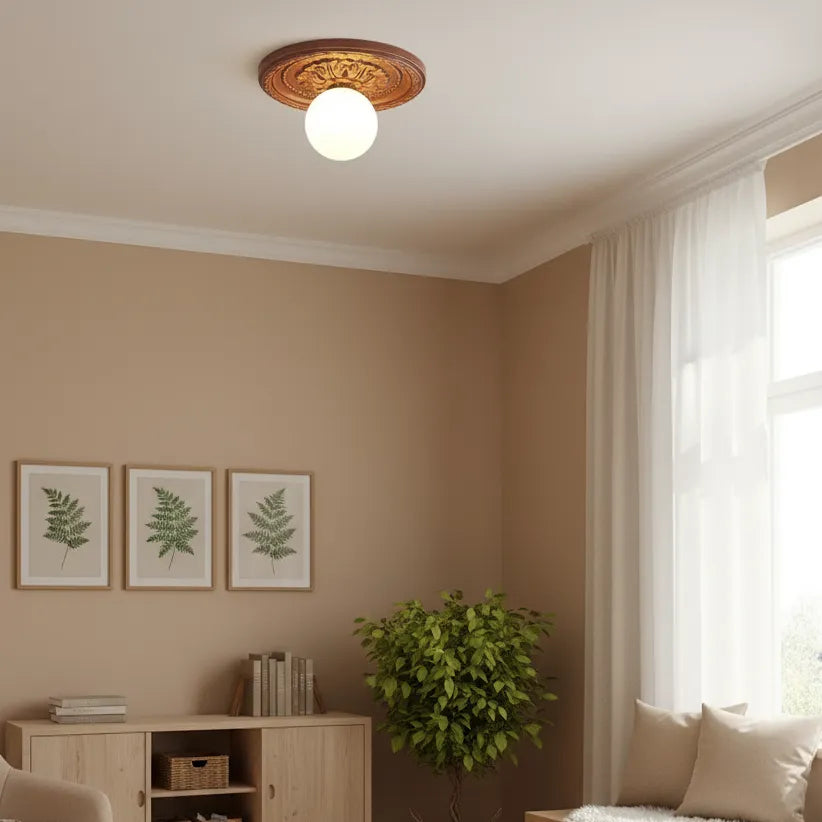 Floral Relief Globe Ceiling Light