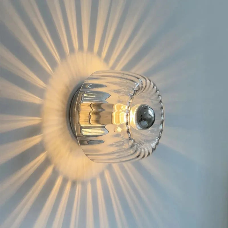 Fluted Glass Sunburst Wall Light