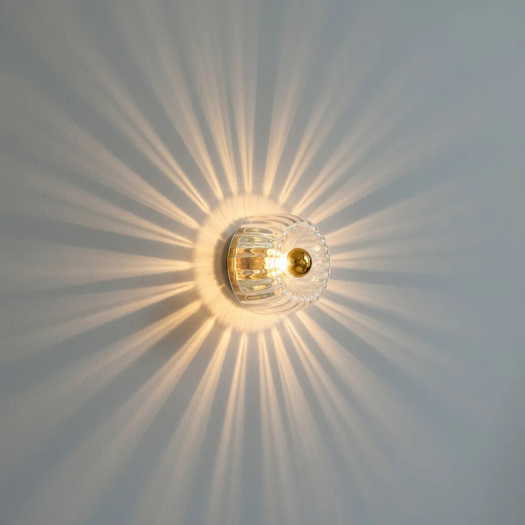 Fluted Glass Sunburst Wall Light