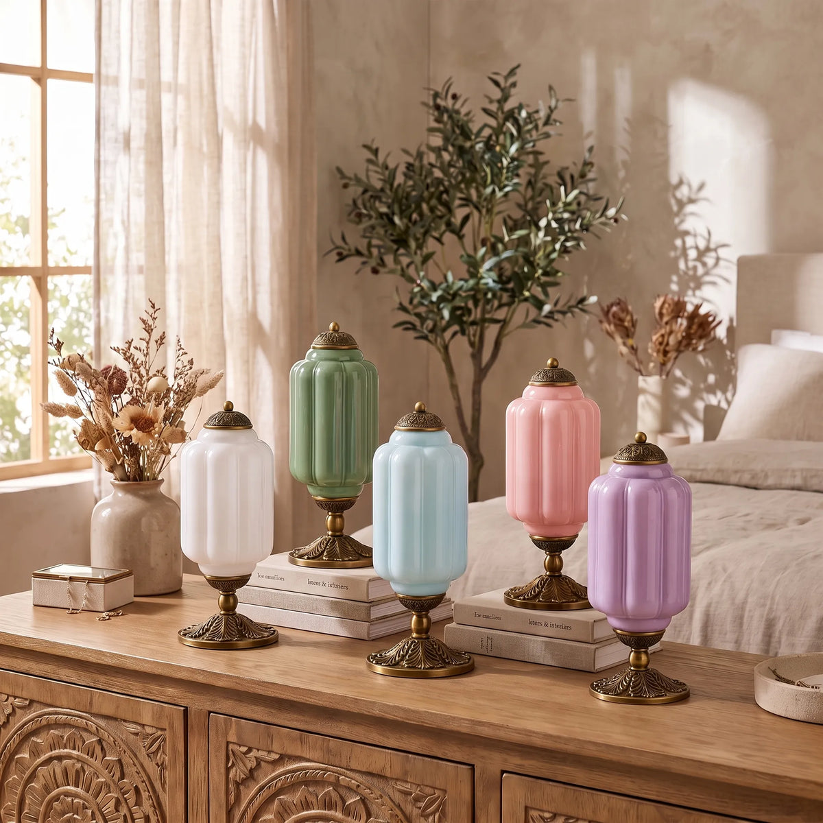 French Retro Petal Glass Lamp