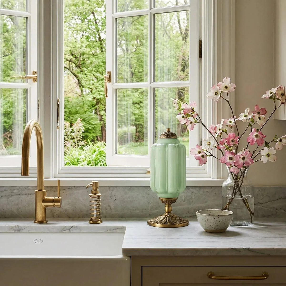 French Retro Petal Glass Lamp
