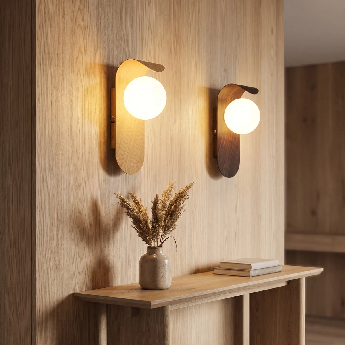 Frosted Globe Curved Arm Wall Light