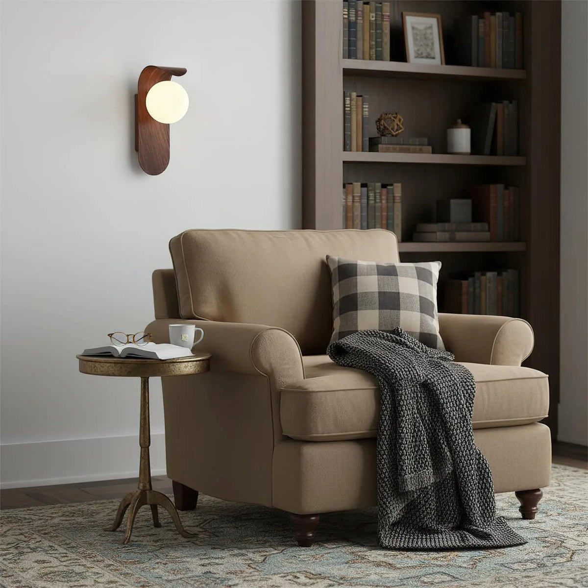 Frosted Globe Curved Arm Wall Light
