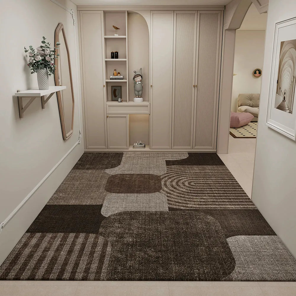 Geo Block Mocha Short Pile Rug