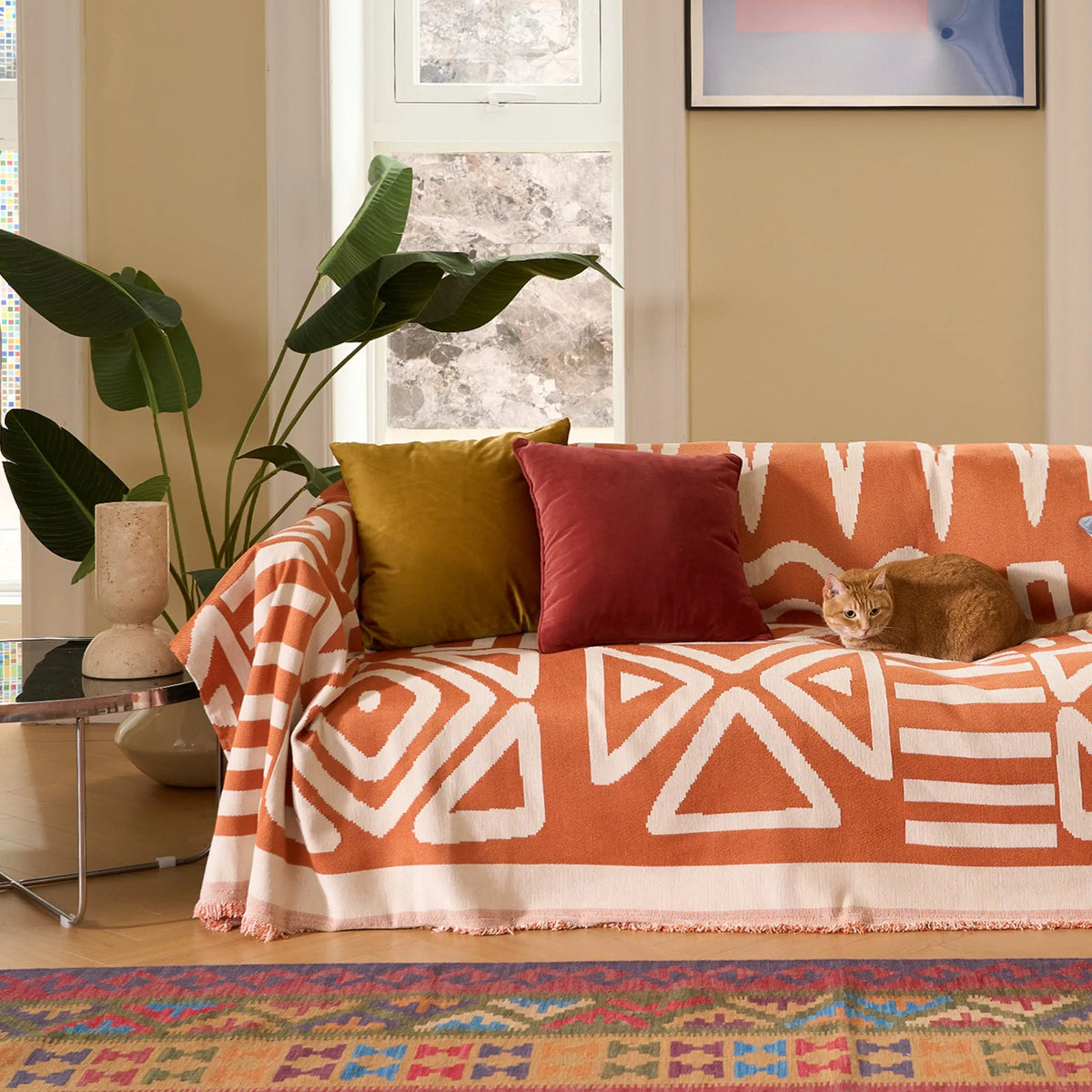 Geometric Boho Chenille Sofa Cover