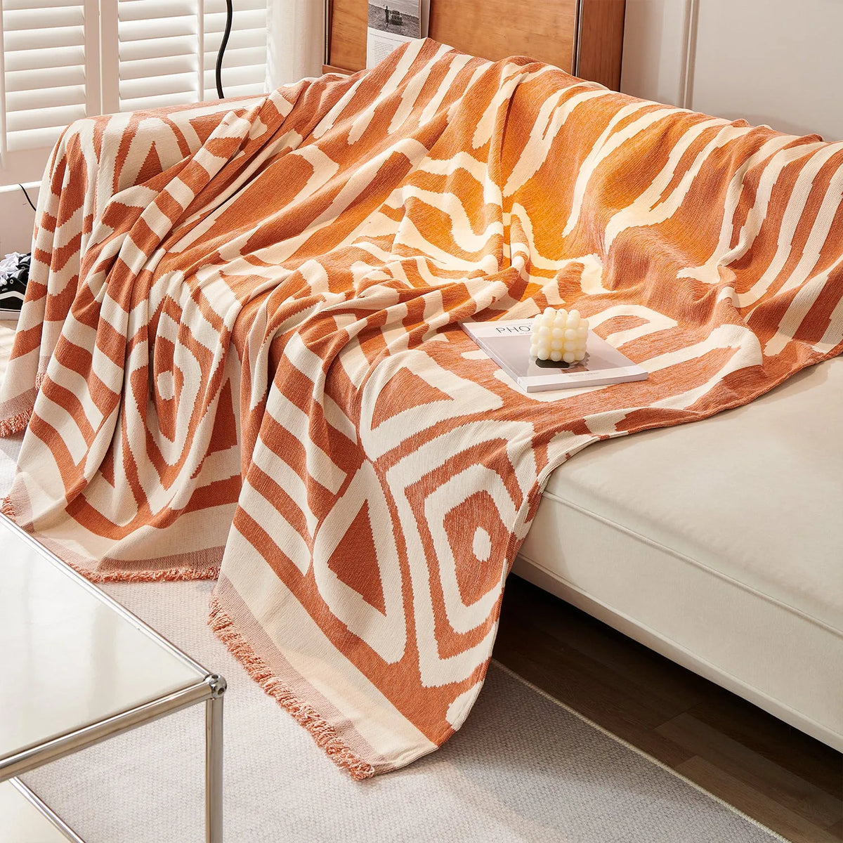 Geometric Boho Chenille Sofa Cover