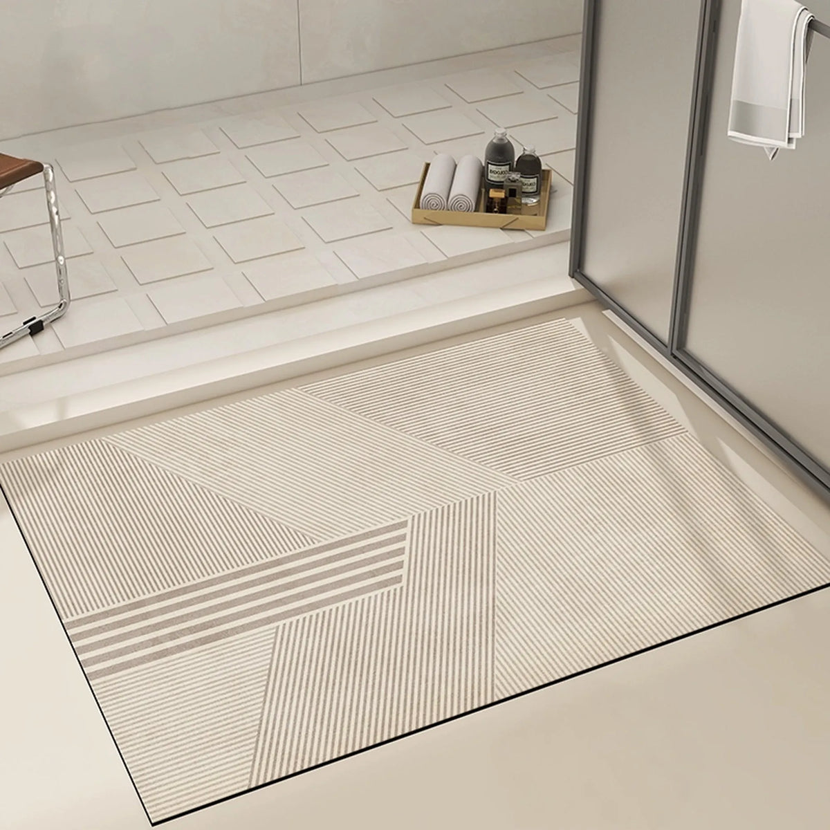 Geometric Stripe Quick Dry Bath Mat