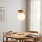 Glass Orb Wood Ceiling Light