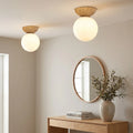 Glass Orb Wood Ceiling Light